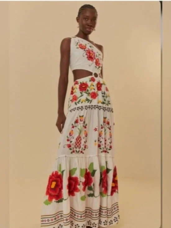 Farm Rio Embroidered Carmina Floral Maxi Dress - Picture 3 of 16